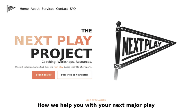 Screenshot of the Next Play Project Website