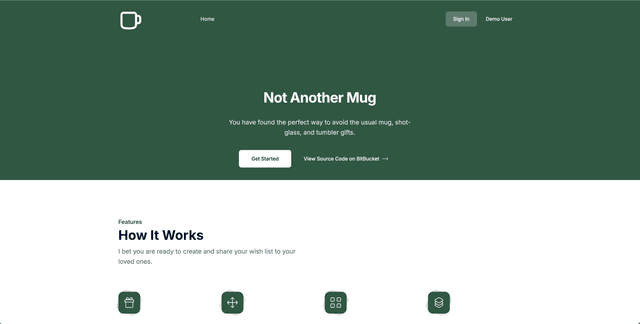Screenshot of Not Another Mug Website