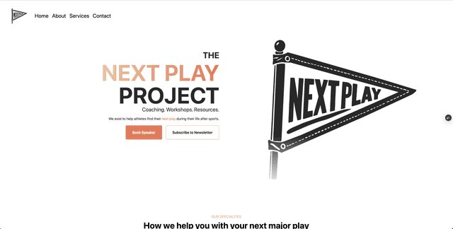 Screenshot of the Next Play Project Website
